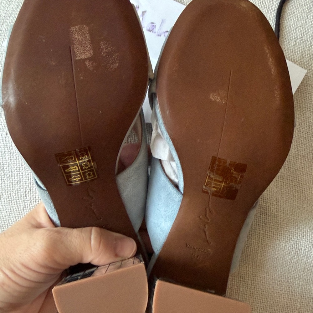 Anthropologie NEW Lola Cruz Blue Crossover Slides very chic and comfortable ❤️🙏 - Picture 9 of 10